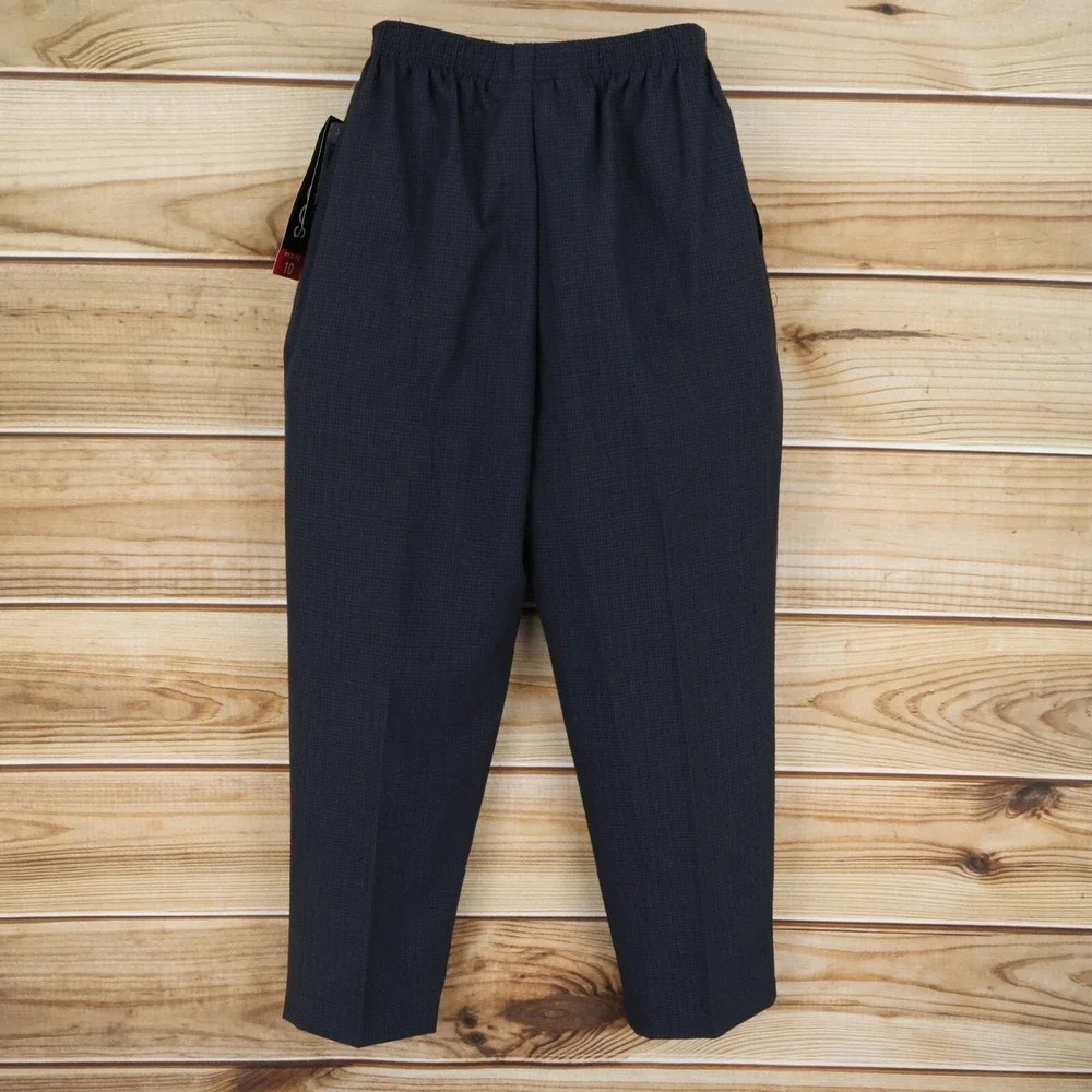 Briggs Pants Womens Size 10P Dark Blue Geometric High Rise Stretch Waist NWT $34